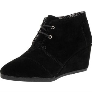 Toms Women Comfort Desert Suede Ankle Wedge Booties Lace up shoes sz 9.5